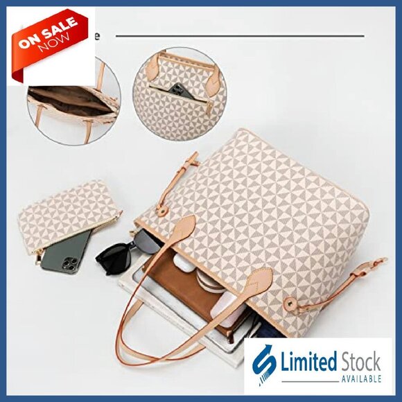 Canvas Tote Bag with Multi-Pocket for Women Large Crossbody  Large Satchel Purse with Wallet, Multiple Pockets, Holds Tablet & Essentials